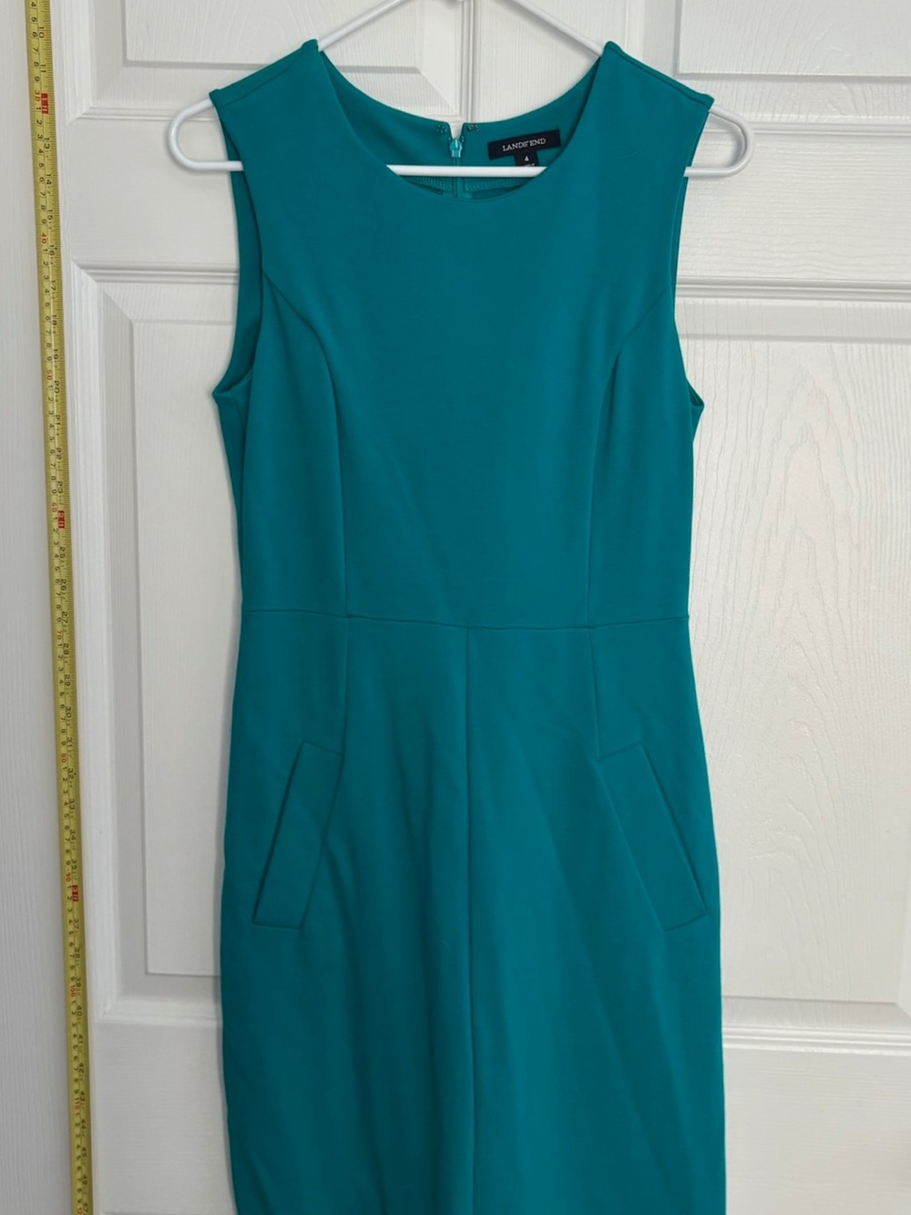 Lands' End Teal Sleeveless Sheath Dress